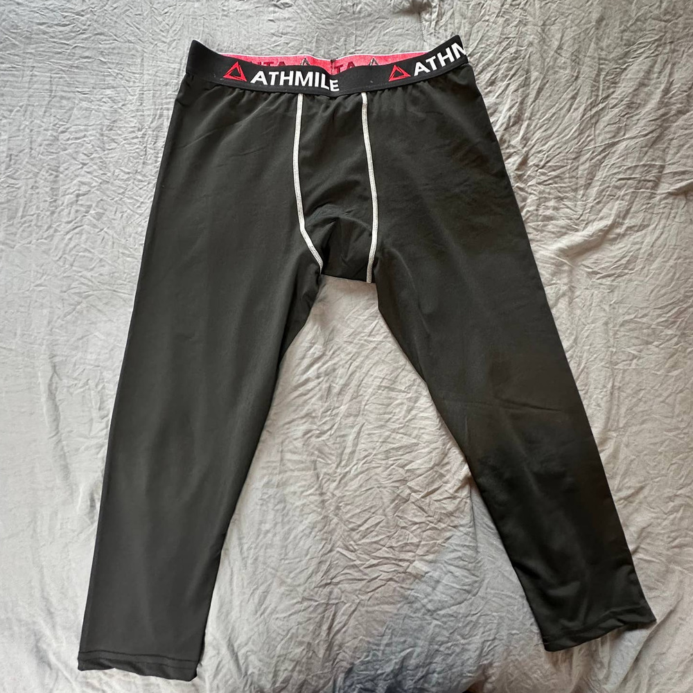 Athmile Black/Red Athletic Compression Running Leggings- XL